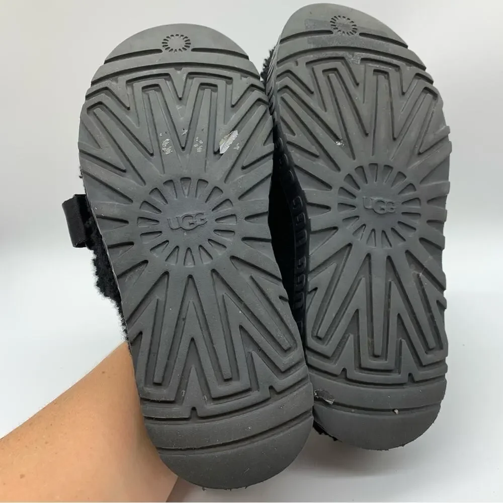 UGG Fluffita Platform Sheepskin Slipper Black Size 9/9.5 Lounge Travel Fuzzy‎ - Picture 11 of 11